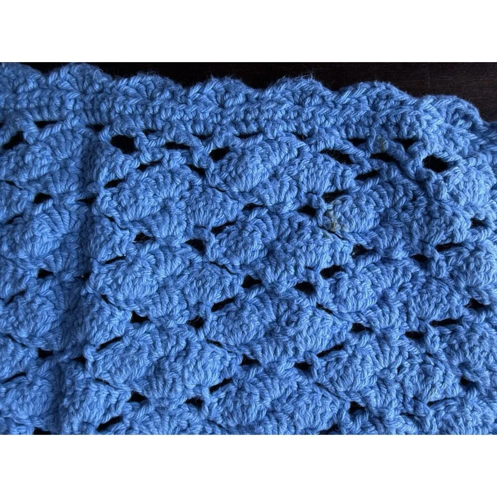 Set Of 8 Handmade Blue Crochet Placemats 17.5” X 11.5”